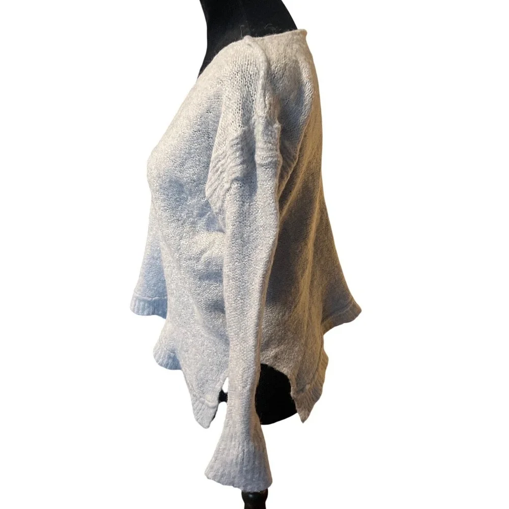 Free People Light Grey Alpaca‎ Blend V Neck Long Sleeve Sweater XS - Picture 4 of 8